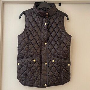 Talbots Shiny Chocolate Brown Quilted Front Zip Puffer Vest - Size XS
